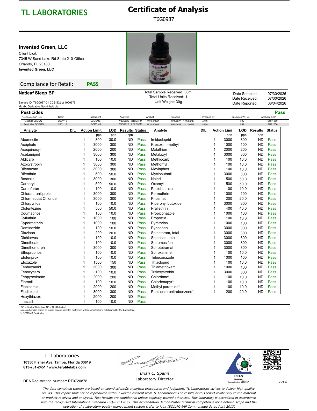 COA Natleaf SLWS1500BP Expiration date 30 pagina 2