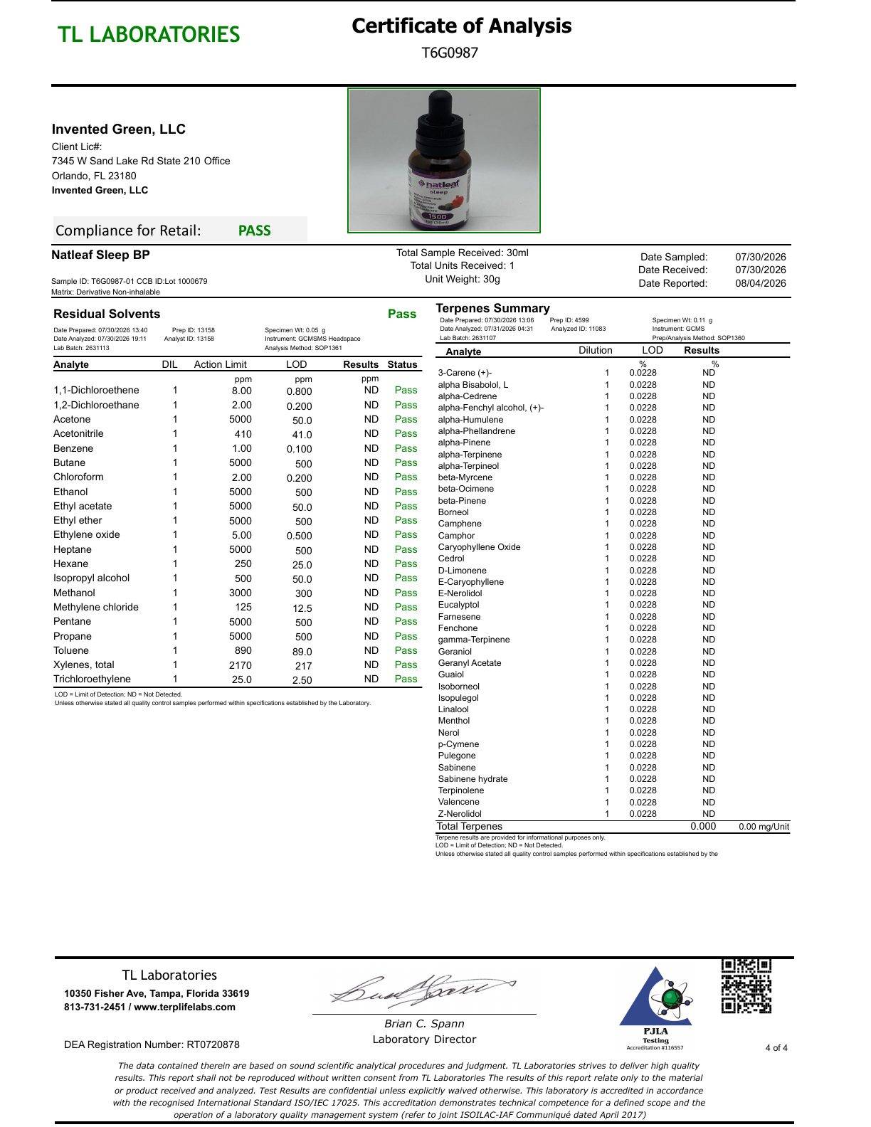 COA Natleaf SLWS1500BP Expiration date 30 pagina 4